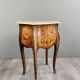Pair of louis xv style bedside tables in marquetry and marble – 19th century