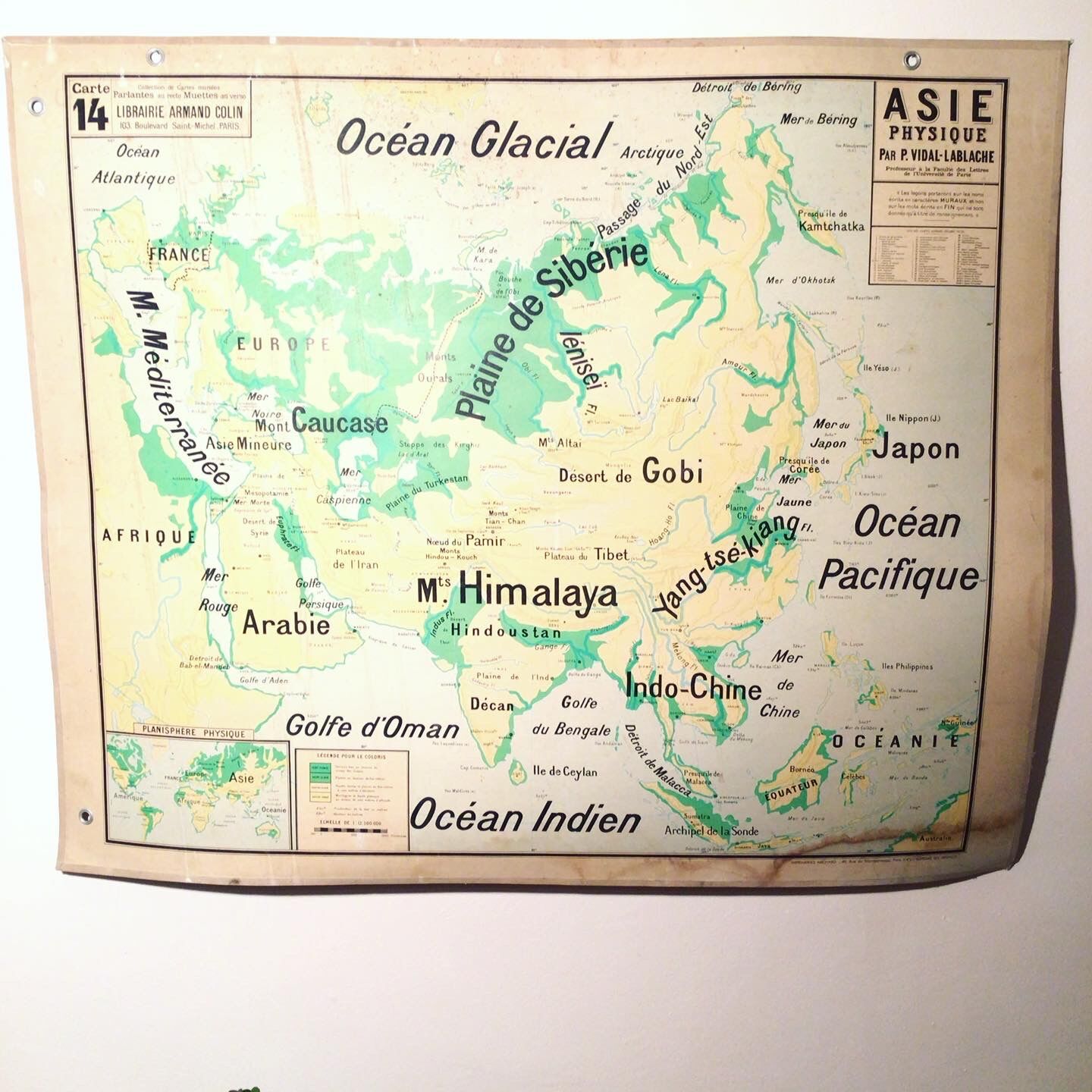 Vidal Lablache Asia School Map Number 14