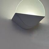 Pair of vintage wall lights, white metal and sandblasted glass, Italy 1970