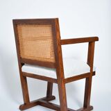 Fabric and caning armchair, 1950s.