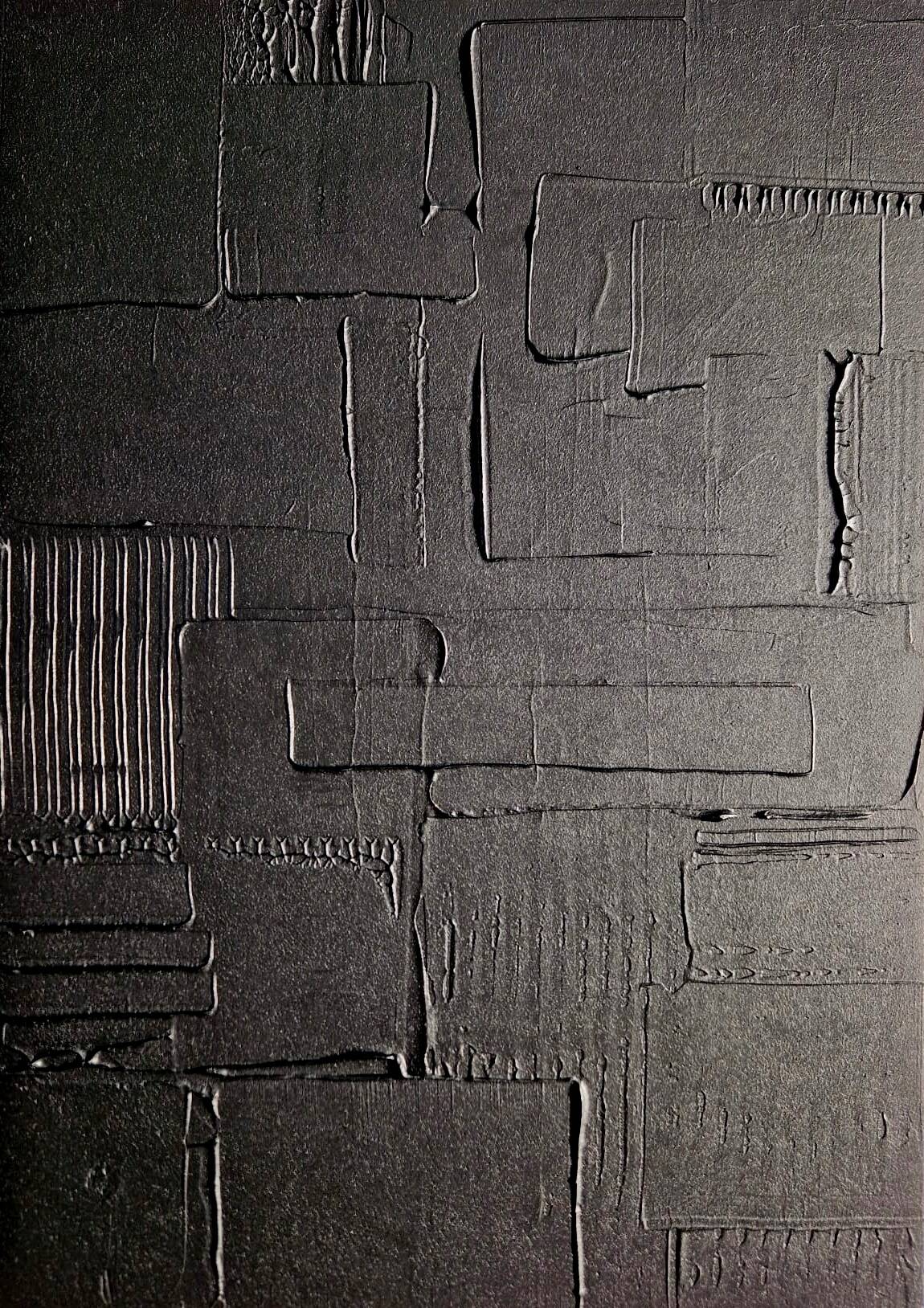 Minimalist monochrome abstract painting in black