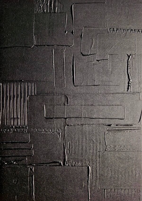 Tableau peinture abstraite monochrome minimaliste noir