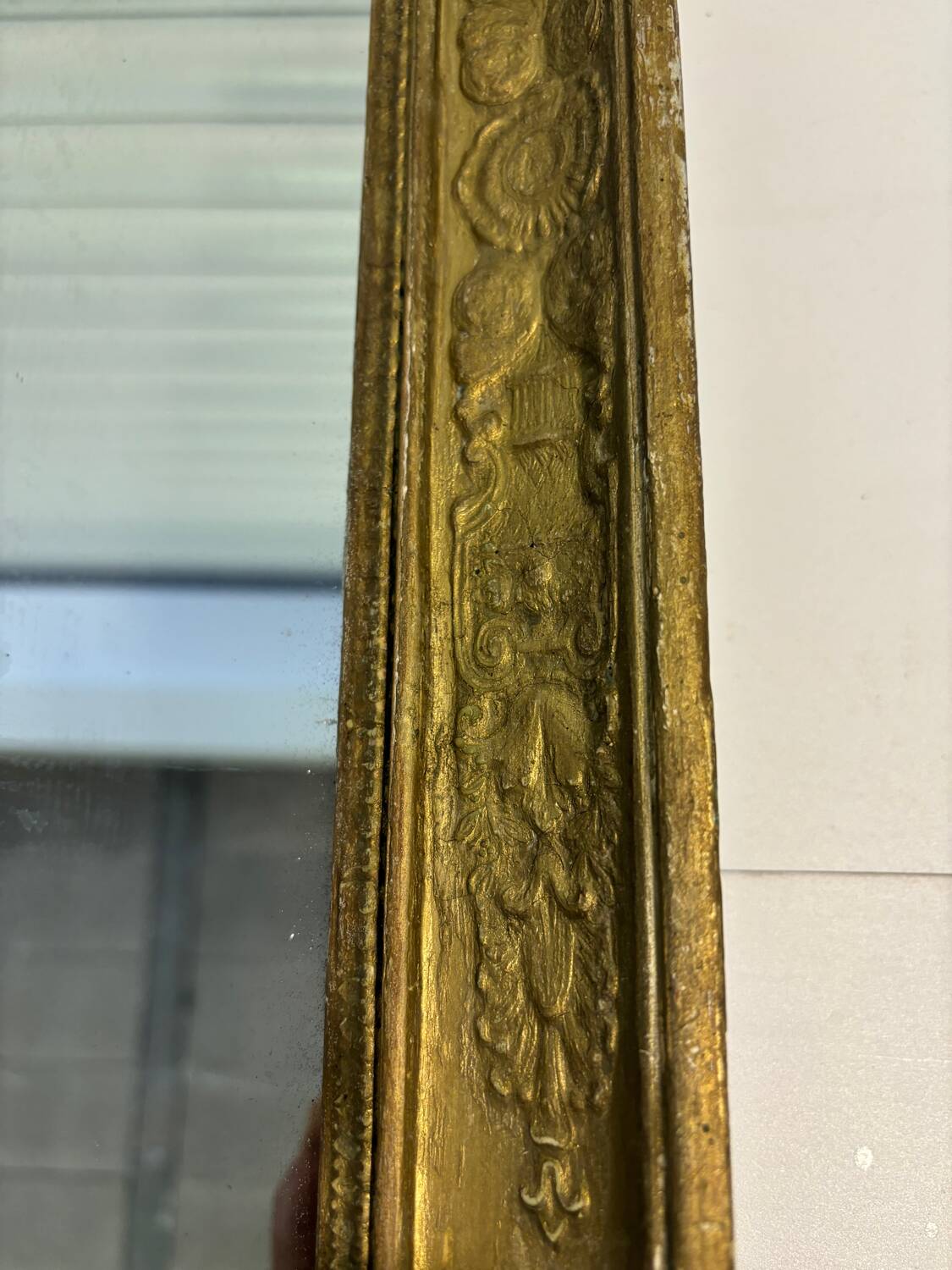 Mercury mirror and old wooden frame