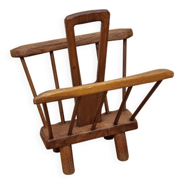 Porte-revues vintage en bois massif, Années 60, style scandinave