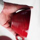 Pair of burgundy red cups with concentric streaks - Saint-Clément - 50s