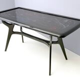 1950s Style Dining Table with Glass Top Lacquered by Enzio Wenk, Italy, 2019