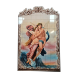 Oeuvre en peinture sur céramique figurant une allégorie de l’amour vers 1900-1920