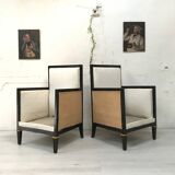 Paire de fauteuils en bois noirci