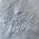 RG embroidered linen damask tablecloth late 19th century.