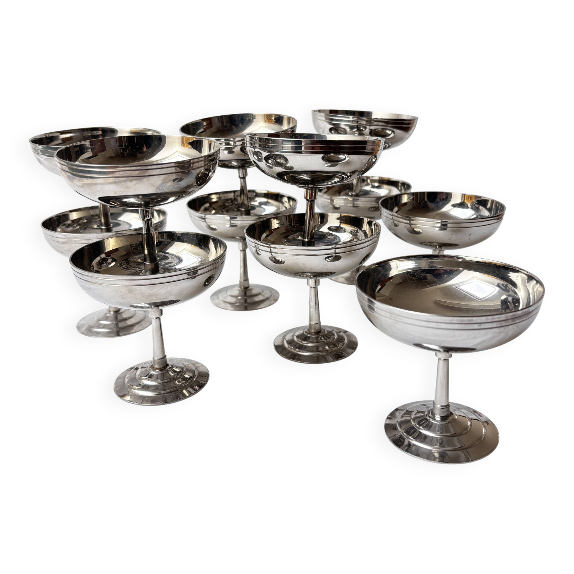 12 Remy Letang stainless steel dessert bowls