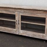 Glass sideboard in antique wood