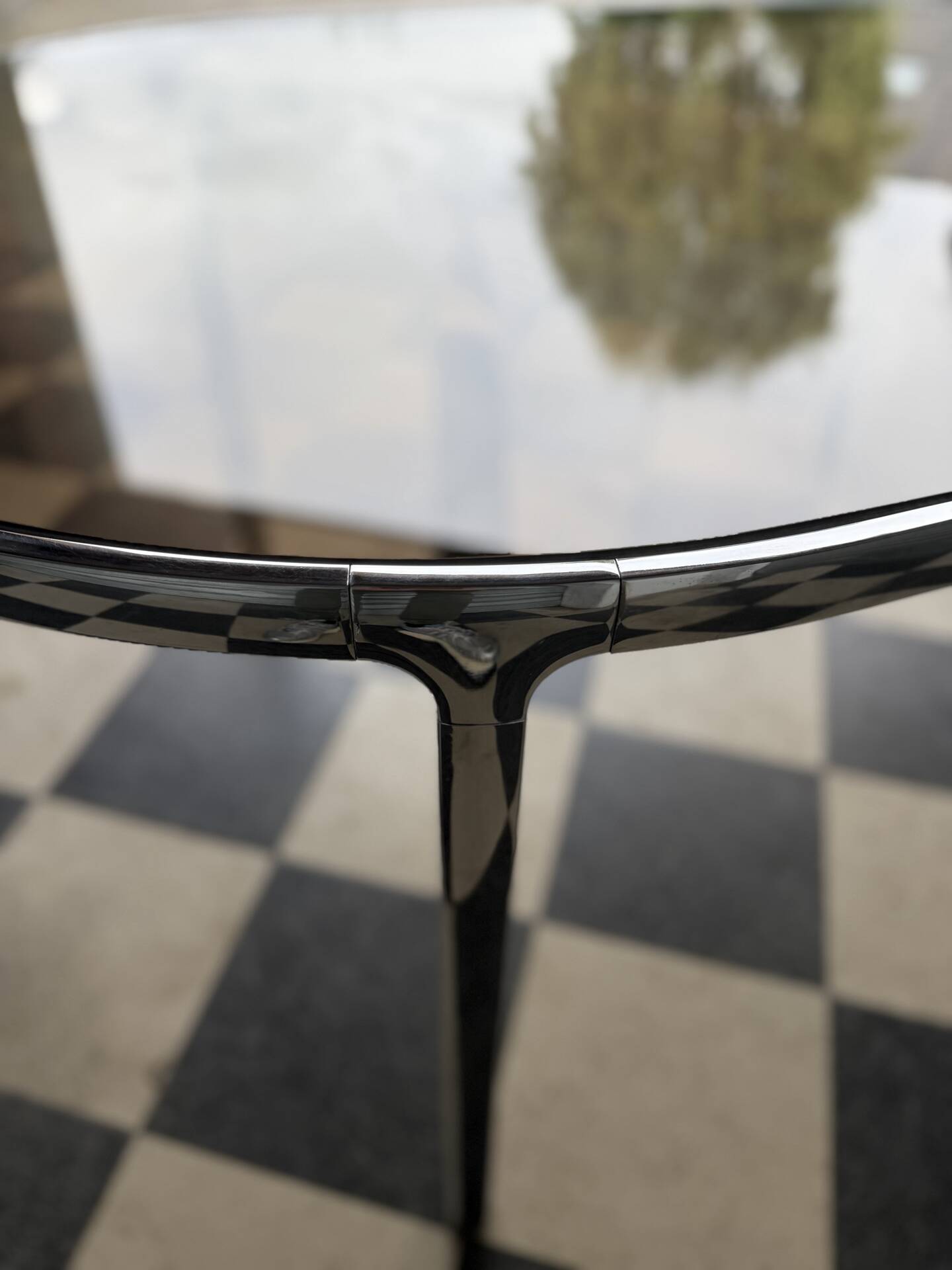 Vintage glass and chrome table