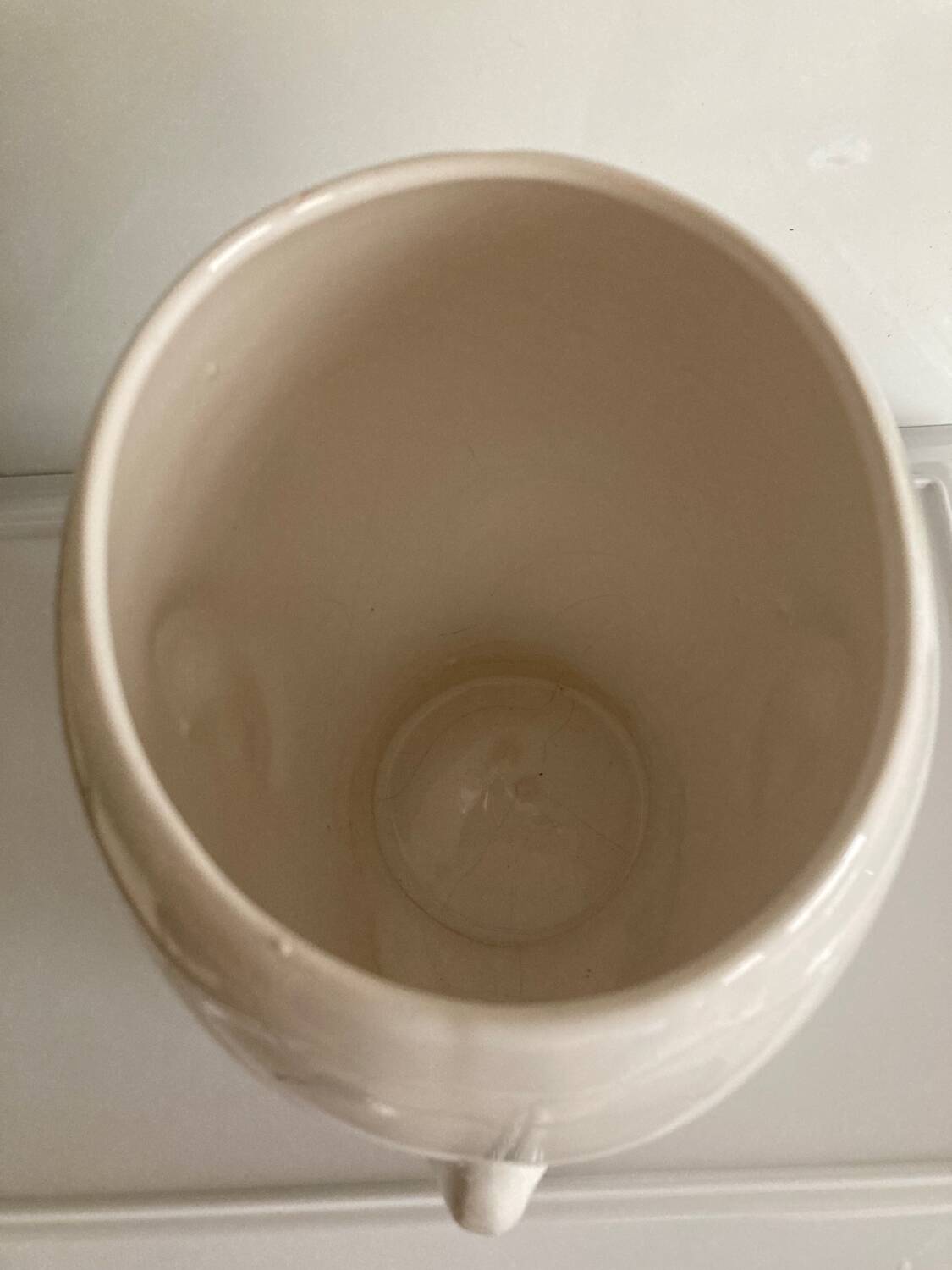 Vintage white ceramic face-shaped vase or planter
