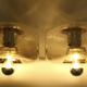 Pair of 70s vintage wall lamps, Murano glass with bubbles