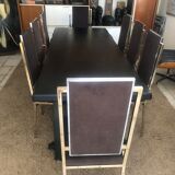 Set of 8 brass and alcantara chairs Romeo Rega 1970