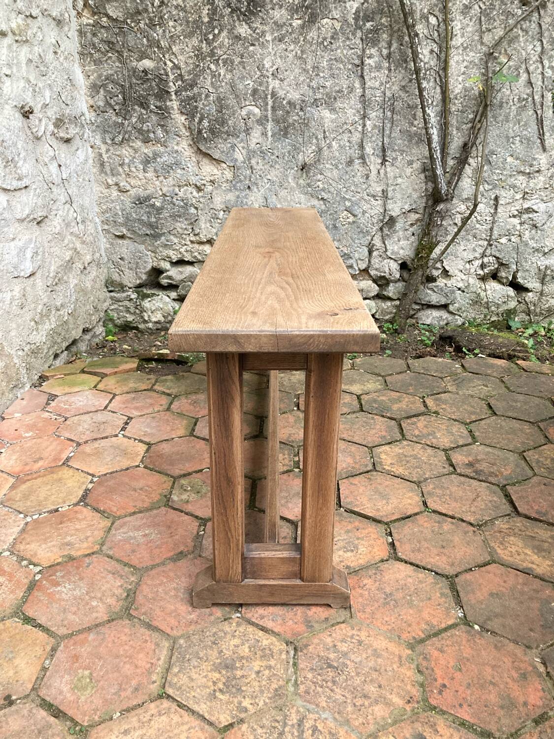 Pair of antique solid oak benches