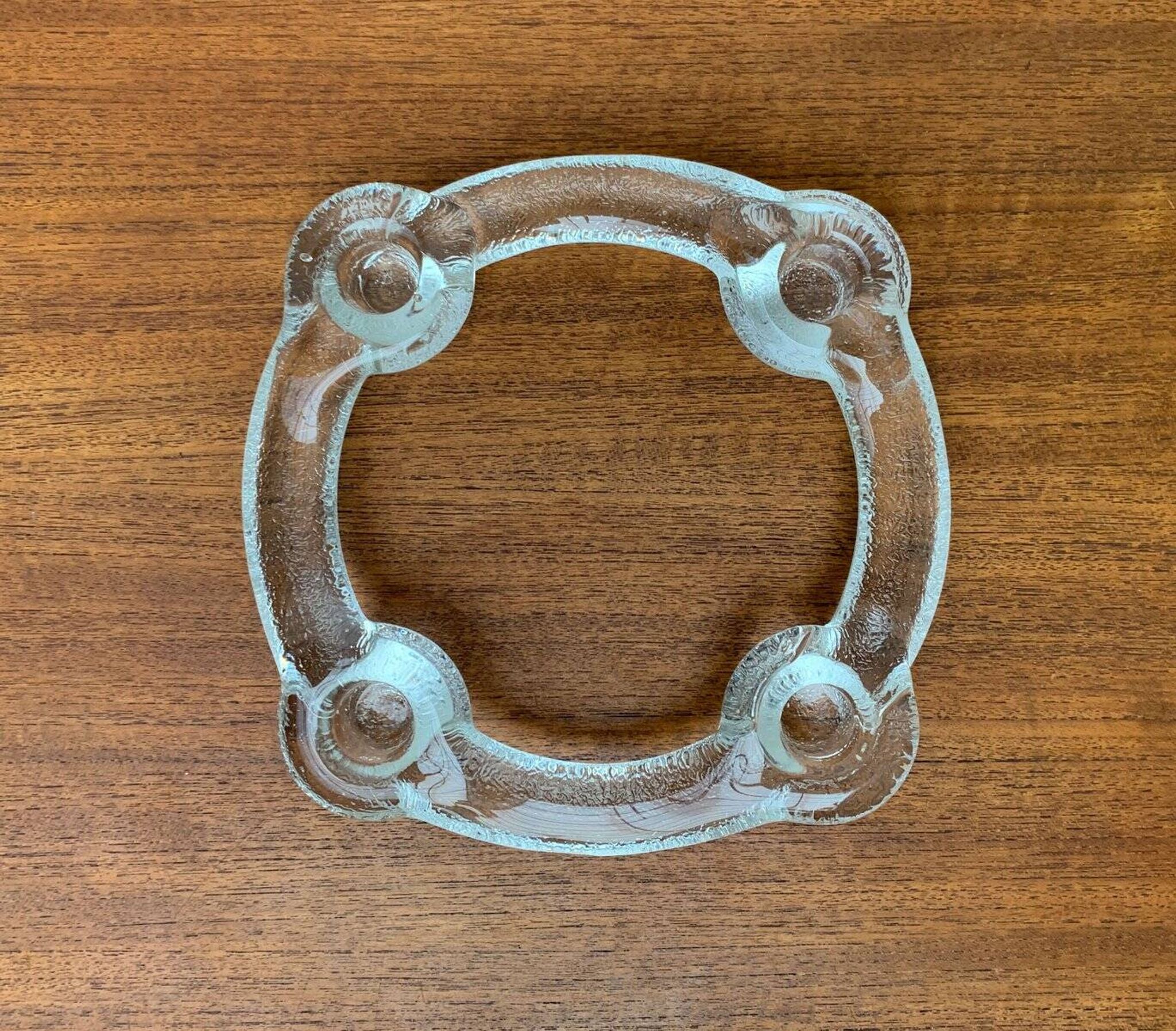 Swedish glass candle holder ring from Pukeberg, 1970s