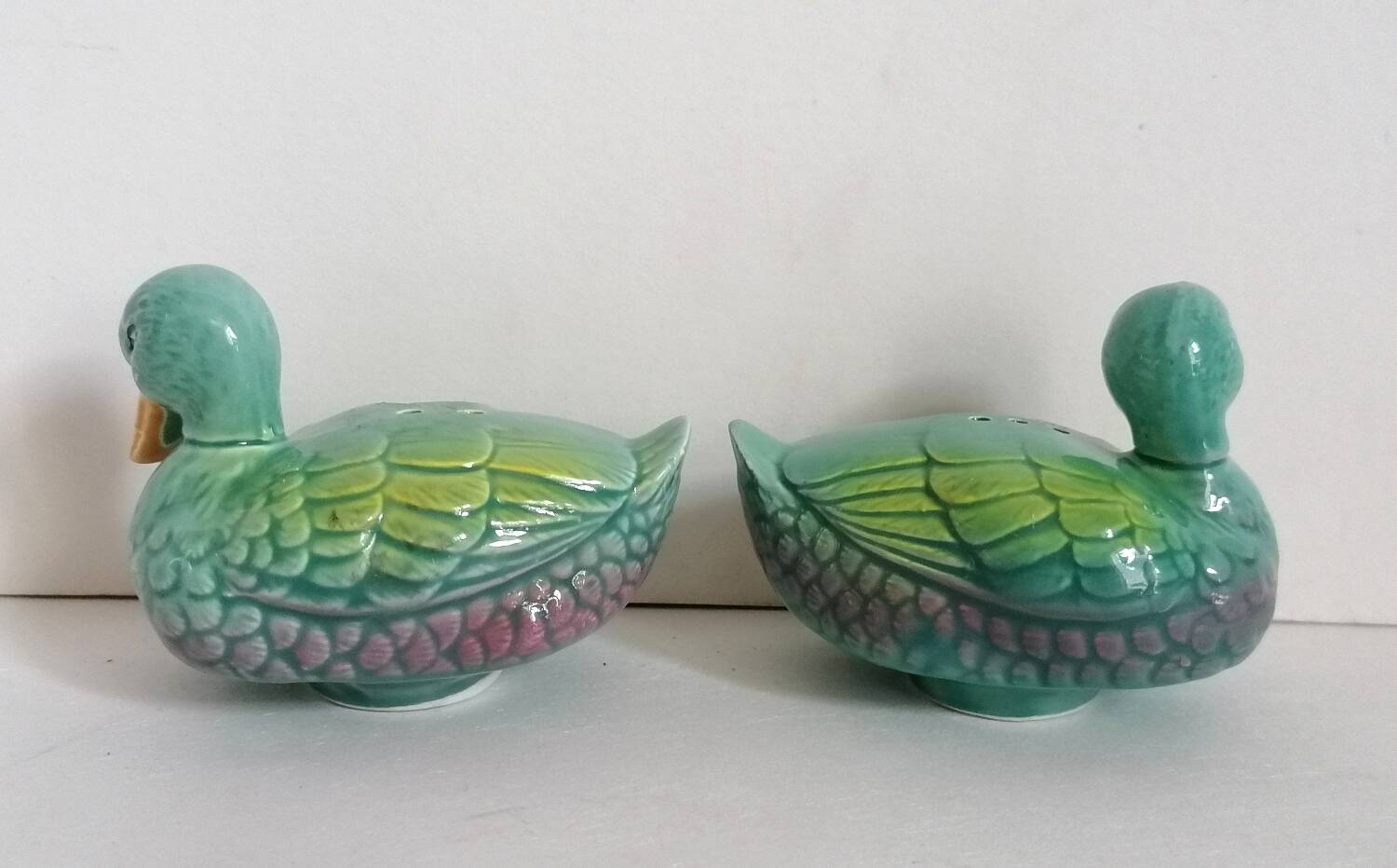 Salière poivrier canard barbotine zoomorphe