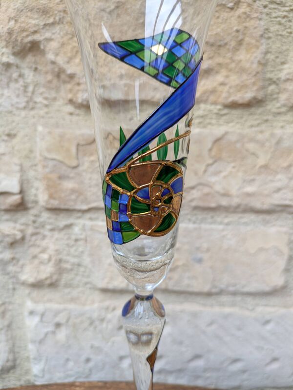 Flute à champagne Paul Nagel collection rêveries modèle Nautilus peint main