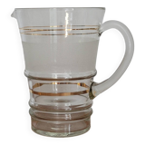 Glass carafe set with gilding and marbling, with 6 associated glasses