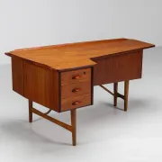 Peter Lovig Nielsen boomerang writing desk teak Lovig Denmark 1960