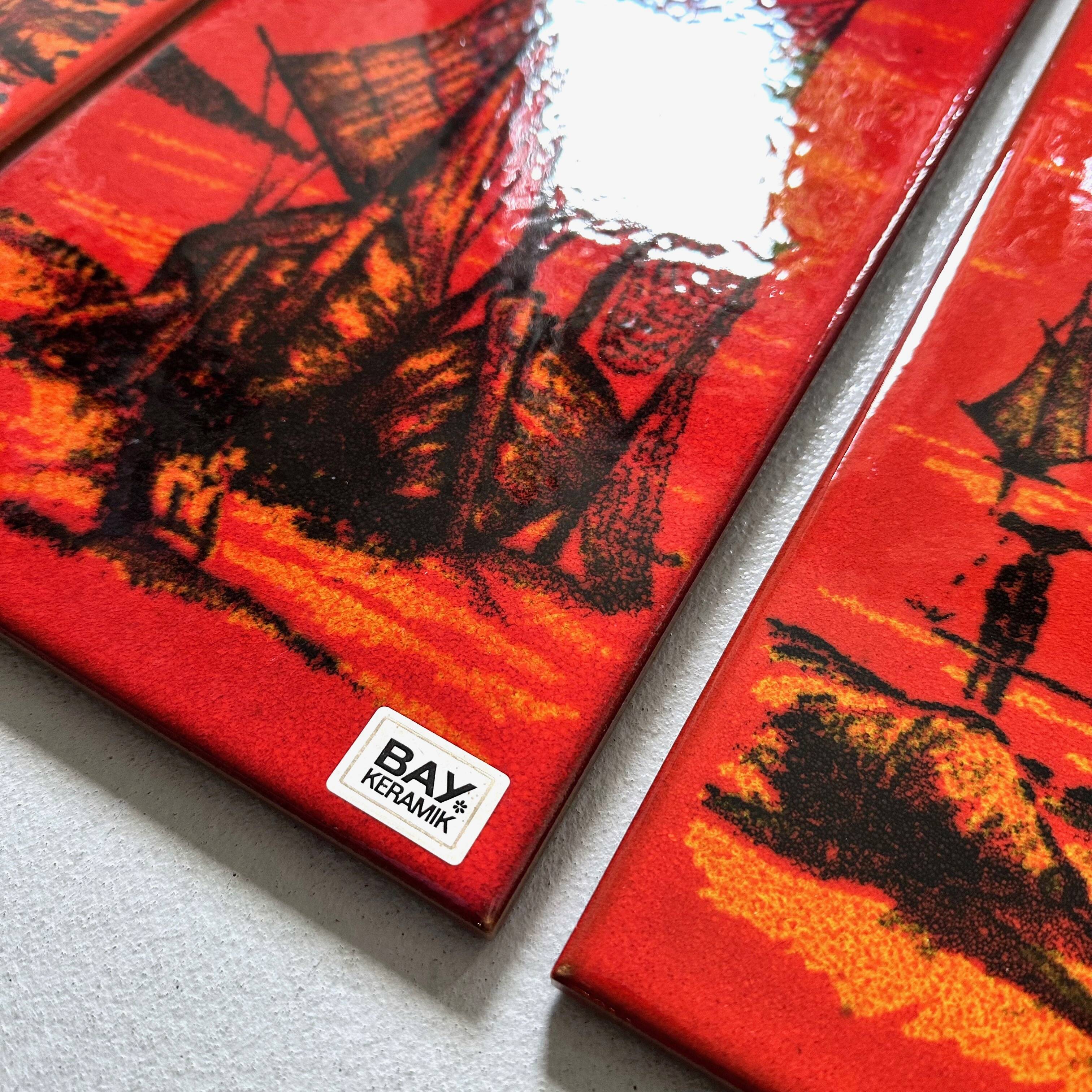 Mid-century wall art, Fat Lava wall plate by Bay Keramik