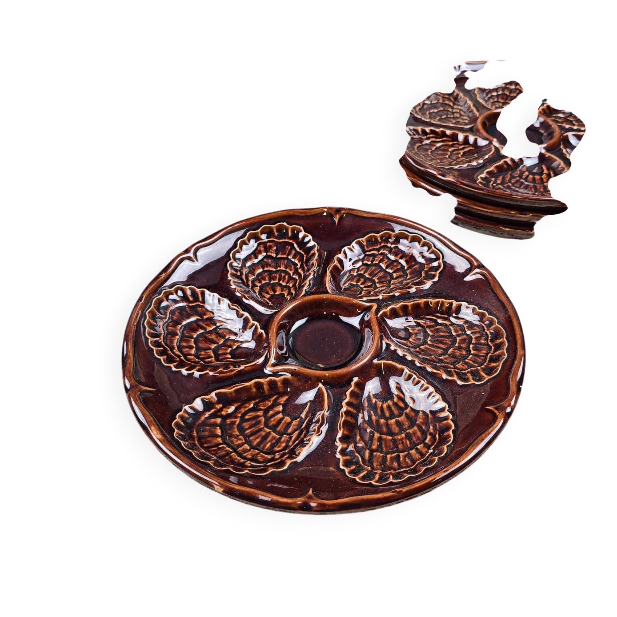 Set of 12 oyster plates – France – vintage – Ø23.5 cm