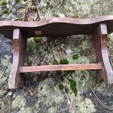 Banc art populaire en bois sculpté