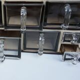 Vintage wood and glass kitchen container cabinets, set of 2