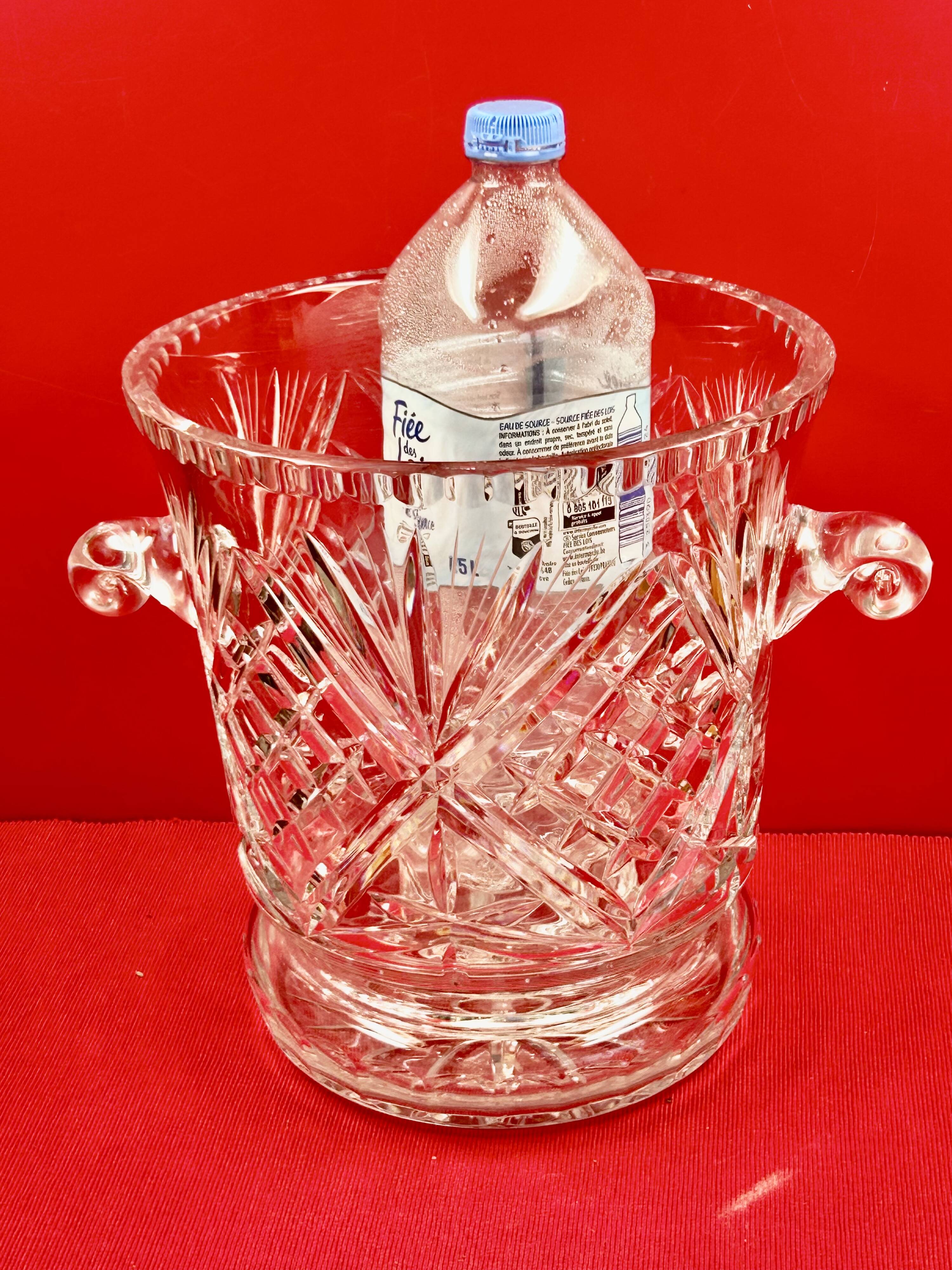 Ice Bucket, Champagne, Wine, 70s Vintage Cut Crystal 26 cm