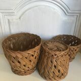 Wicker basket trio