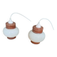 Pair of pendant lights with white glass shades from the 1950s.