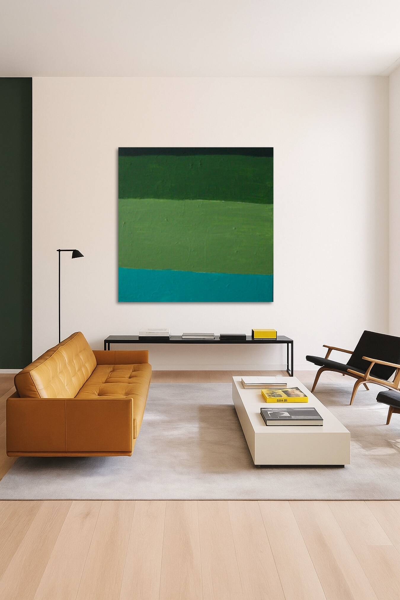 Abstract on canvas 100x100x4cm "Green Softness"