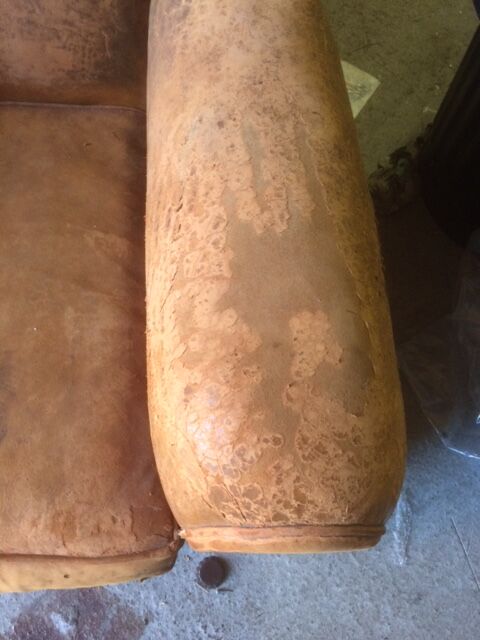 Old leather club armchair
