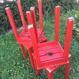 Suite of 4 vintage red stools