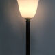 Mazda lamp in gilded metal, foot imitation wood and white opaline. Year 60