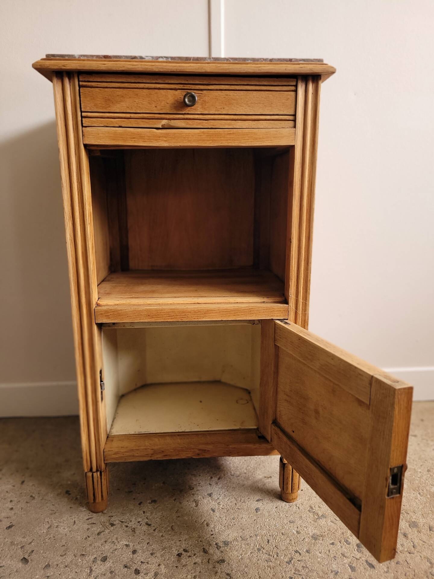 Wooden bedside table in Art Deco style