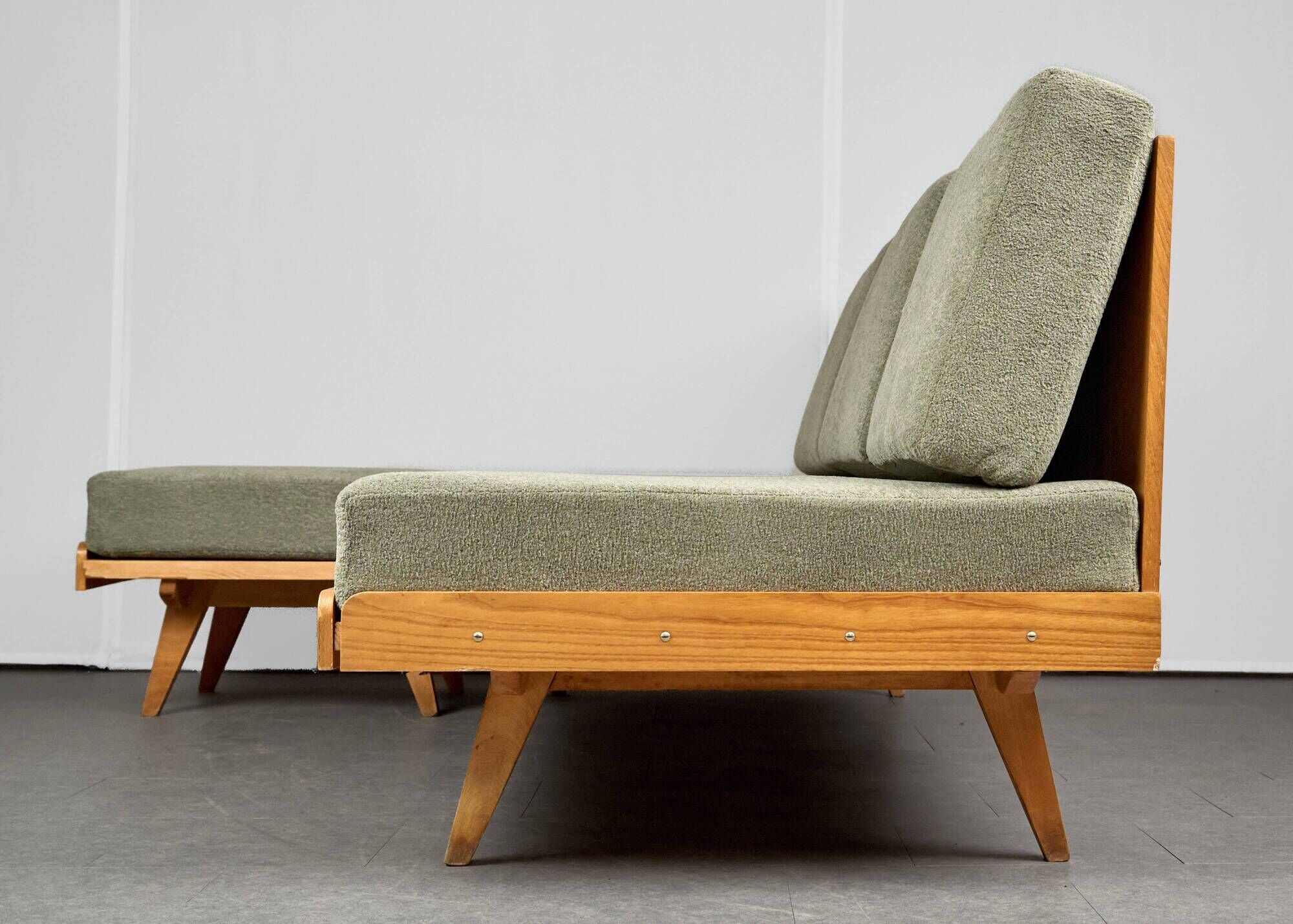 Vintage Corner Sofa Bed with Ottoman, 1960s, Czechoslovakia