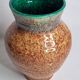 Vase en grès émaillé vert et brun moucheté – signé Accolay – 22 cm