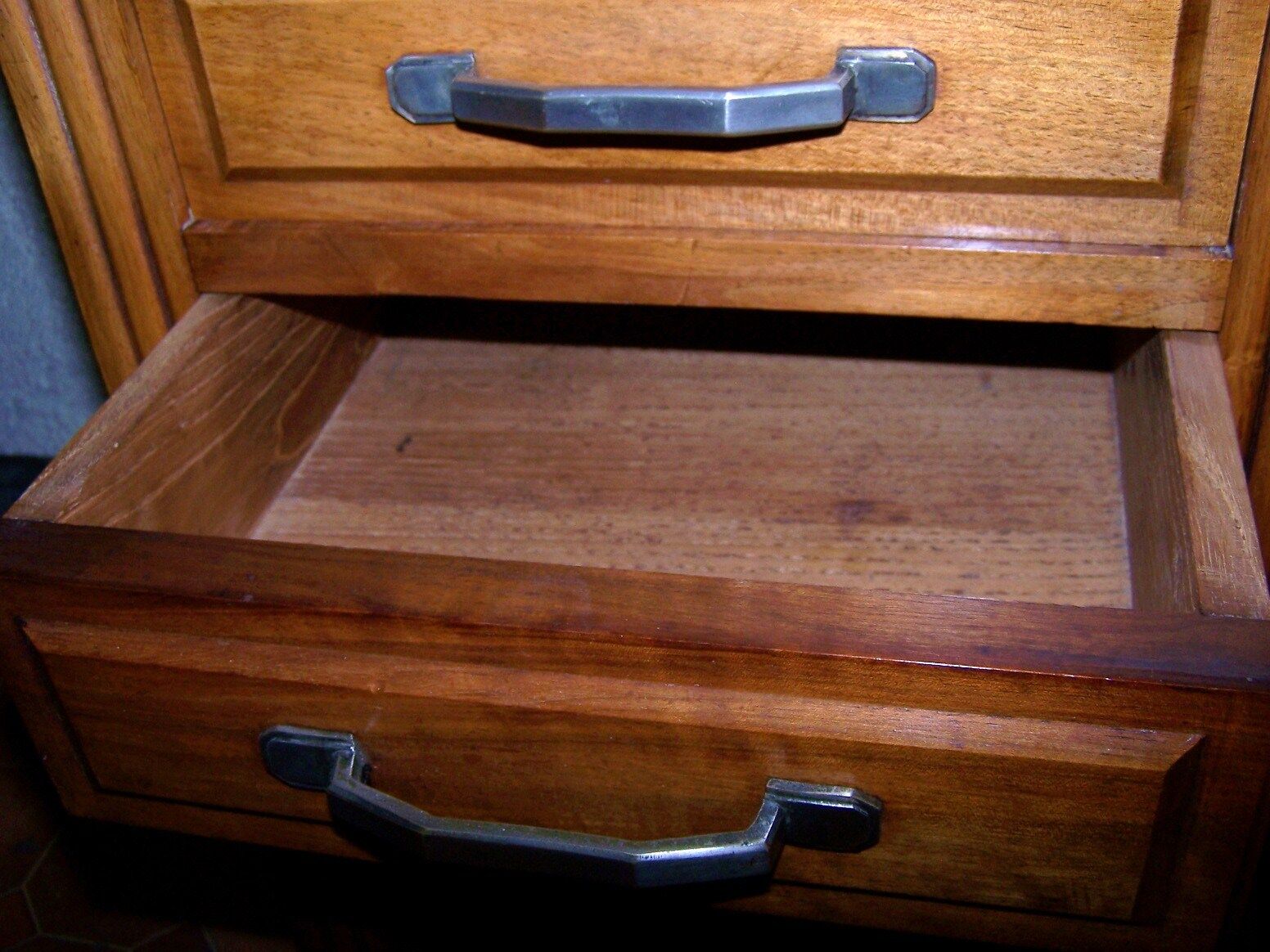 Pair of old bedside an cherry tree