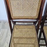 Folding wooden chairs with raffia, 1970s.
