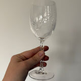 Set of 6 Engraved Crystal Wine Glasses, Spike Pattern | Vintage Elegance v