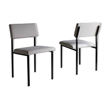 Chaises en métal noir bouclé blanc | Kembo | Pays-Bas | Années 1960