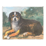 Lying cattle dog painting