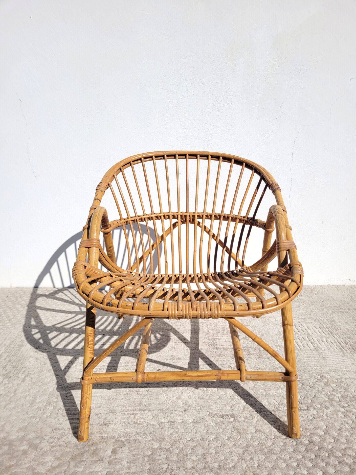 1960s rattan basket chair