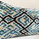 Ikat cushion in blue and black velvet