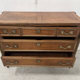 Louis XVI style mahogany commode with a grey veined marble top, 19th century