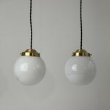 Pair of vintage opaline pendants