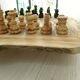 Rustic handcrafted olive wood chess set