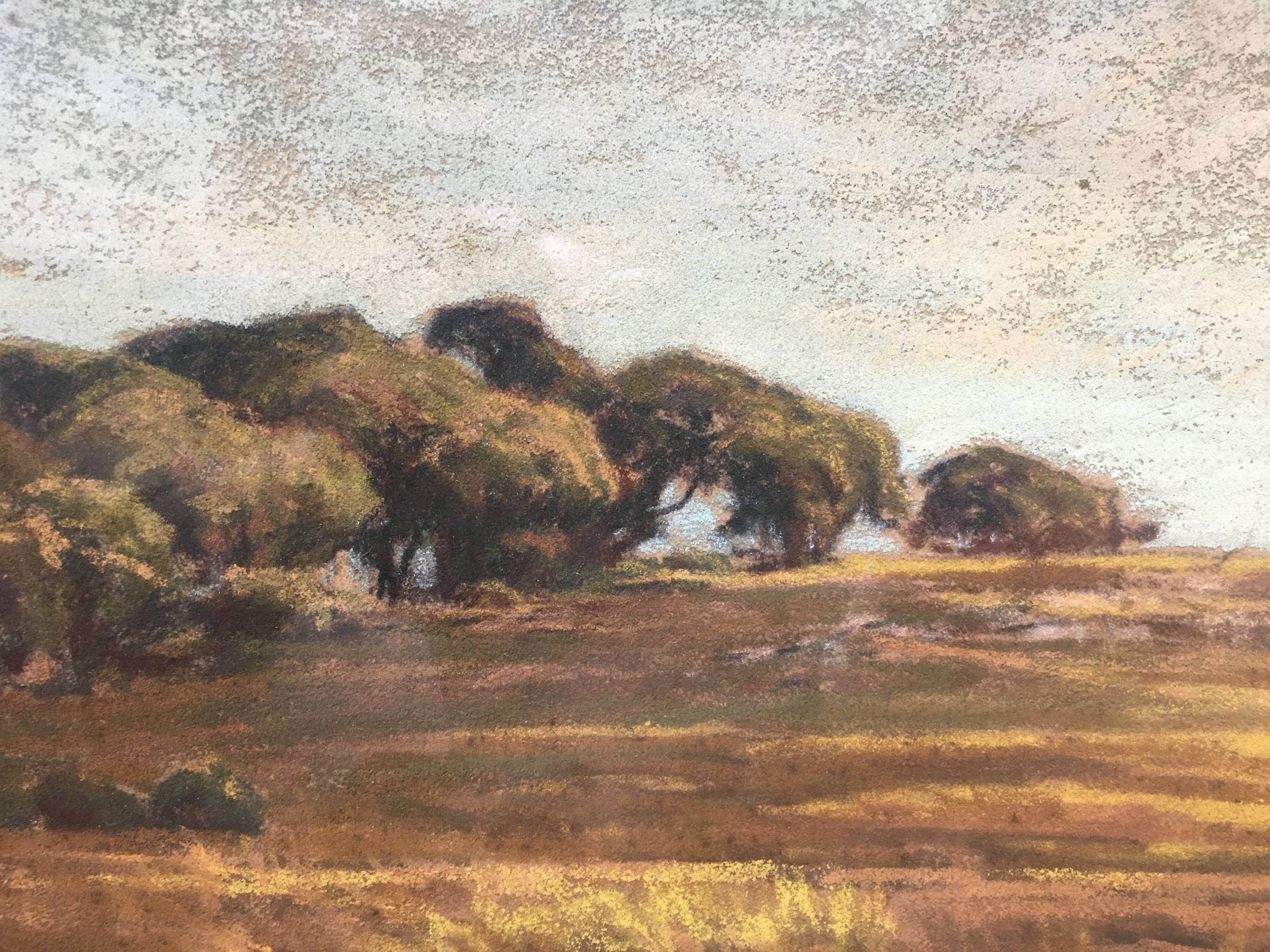 Painting pastel "landscape" by Joseph Victor Communal (1876-1962)